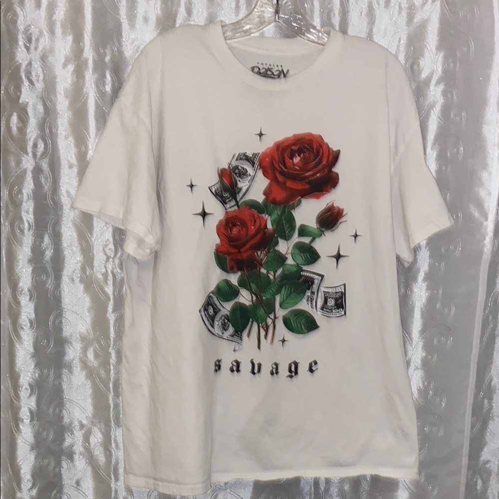 Popular Poison Savage Shirt w/Red Roses Men’s Size XL 🔥 B1